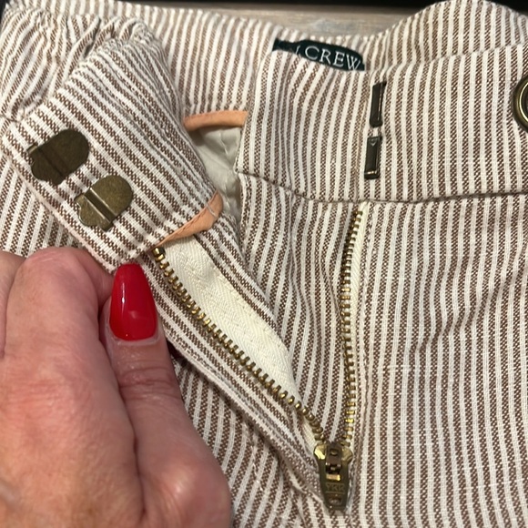 J Crew Wide-leg CITY FIT linen pants taupe white stripes striped drawstring - Picture 9 of 9